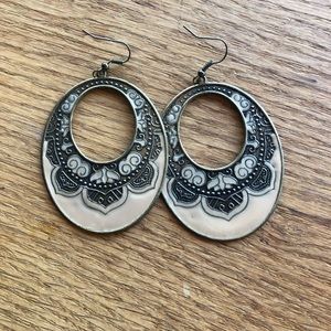 Enamel and metal earrings